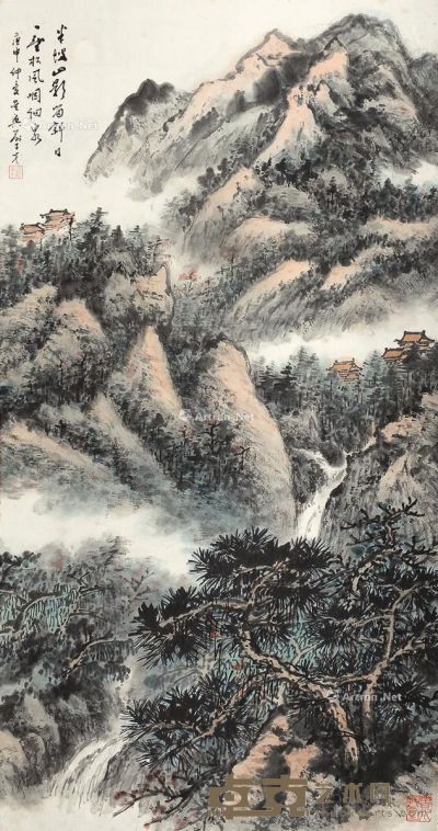 俞子才 山水 89×46cm