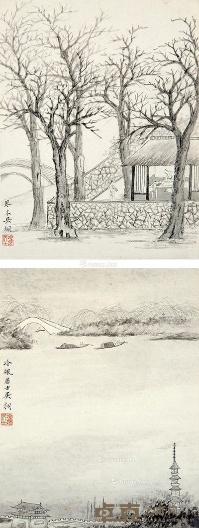 吴琴木 风景 32×25cm×2