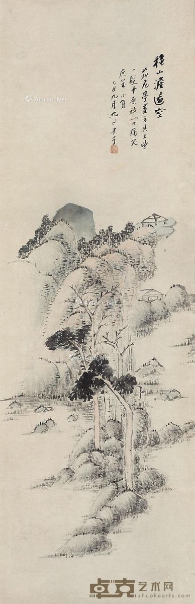 廖平子 秋山淡远空 100×33cm
