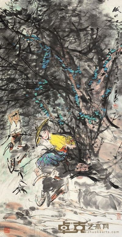 王涛 戏水 136×68cm