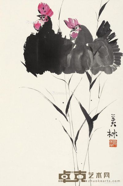 韩美林 双鸣图 83×56cm