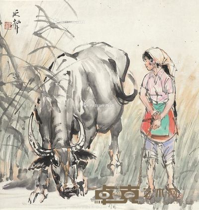 李延声 牧牛图 69×66cm