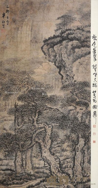 龚贤 峦山苍翠 140×66.5cm