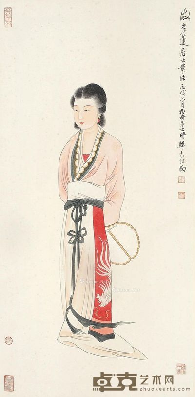 谢稚柳 仕女图 89×43cm