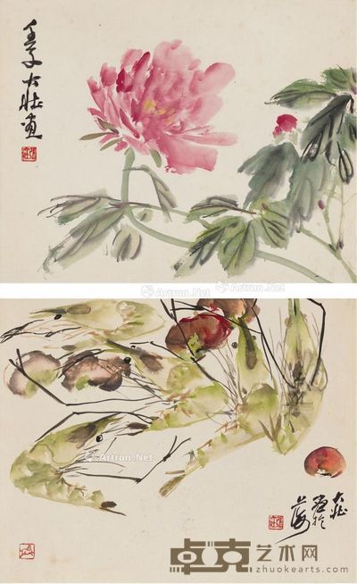 张大壮 花果佳肴图 44×35cm×2