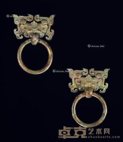 宋 青铜铺首门环 （一对） 高18cm