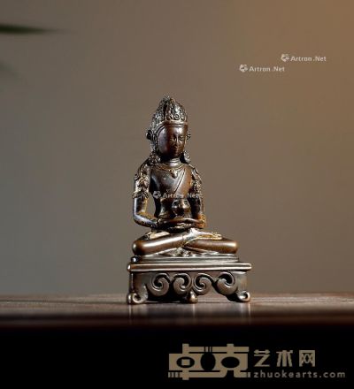 清乾隆 铜漆金无量寿佛坐像 高11.2cm