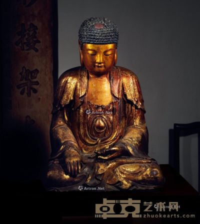 明 木漆金释迦牟尼佛坐像 高77.2cm