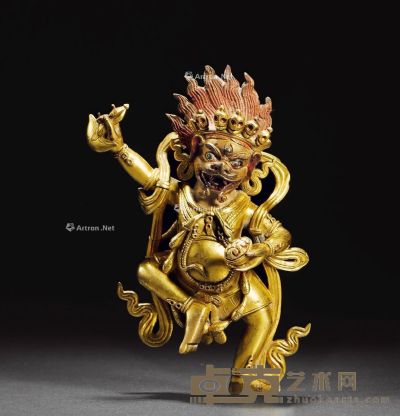 清 铜鎏金狮面佛母像 高13.5cm