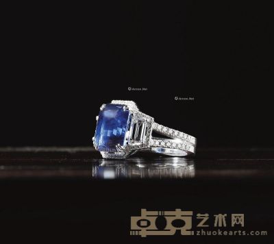 7.46克拉天然斯里兰卡蓝宝石配钻石戒指「未经加热处理」 --