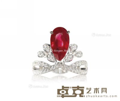 3.20克拉天然「缅甸」红宝石配钻石戒指 --
