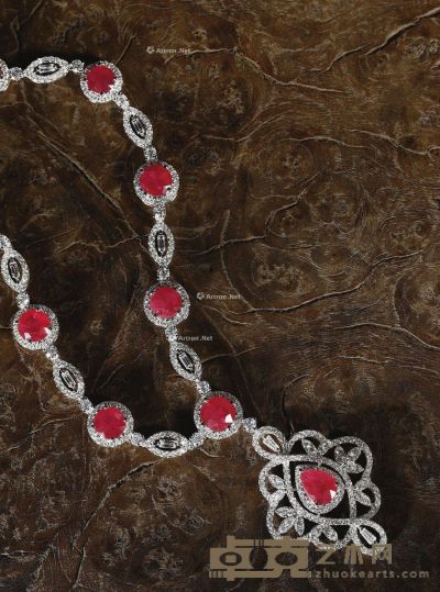 天然「缅甸」红宝石配钻石项链 --