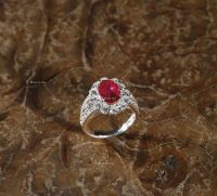 3.64克拉天然缅甸红宝石配钻石戒指「未经加热处理」