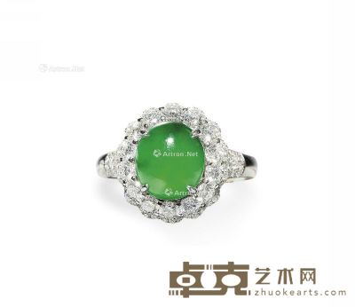天然缅甸「翡翠」配钻石戒指 --