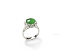 天然缅甸「翡翠」配钻石戒指