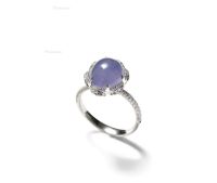 天然缅甸「紫罗兰」翡翠配钻石戒指