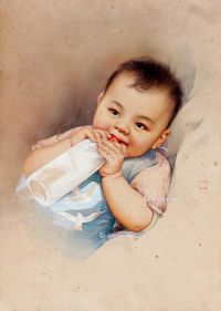 金梅生   1957年作 新生的幸福 纸本 水彩