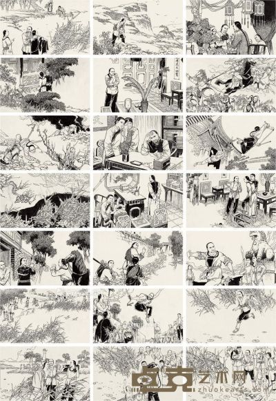 李家衡   1983年作 王良愉 古河英魂 连环画原稿（全） 纸本 水墨线描 18.5×25.5cm；14×22.6cm×150