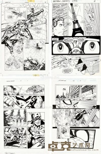 《漫威系列》《DC系列》漫画线稿 纸本 水墨线描 38×25.5cm×4