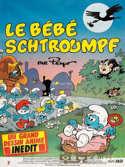 1981年出品 《蓝精灵》法文版动画电影海报 纸本 印刷 160×118cm