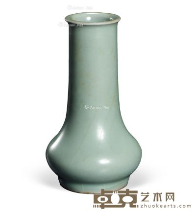 南宋 龙泉窑粉青釉长颈瓶 高20cm