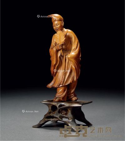 清 黄杨木雕济公像 带座高18.8cm