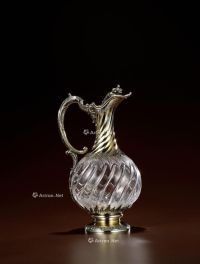1897年制 纯银鎏金配水晶酒壶