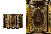 法国拿破仑三世珍贵材质镶嵌铜鎏金边柜