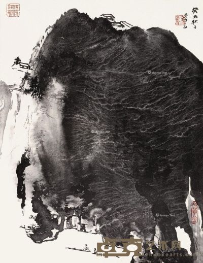 张大千 赤壁怀古（石版画） 67×53cm