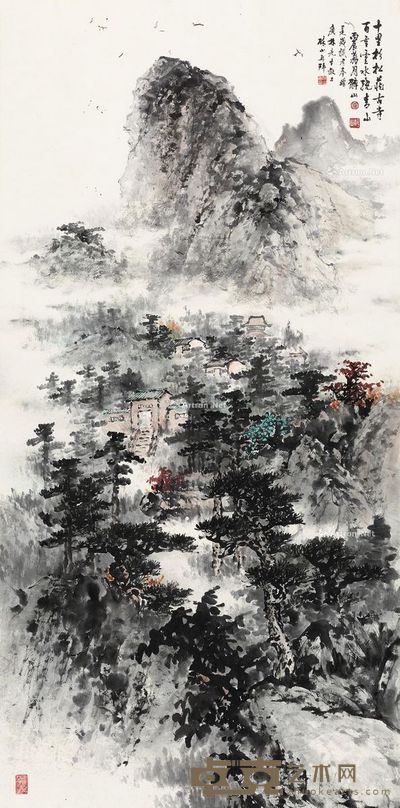 罗醉山 山水 138×69cm