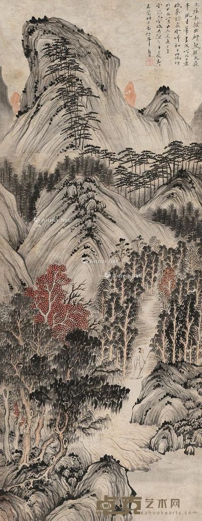 黎简 山水 114×43cm