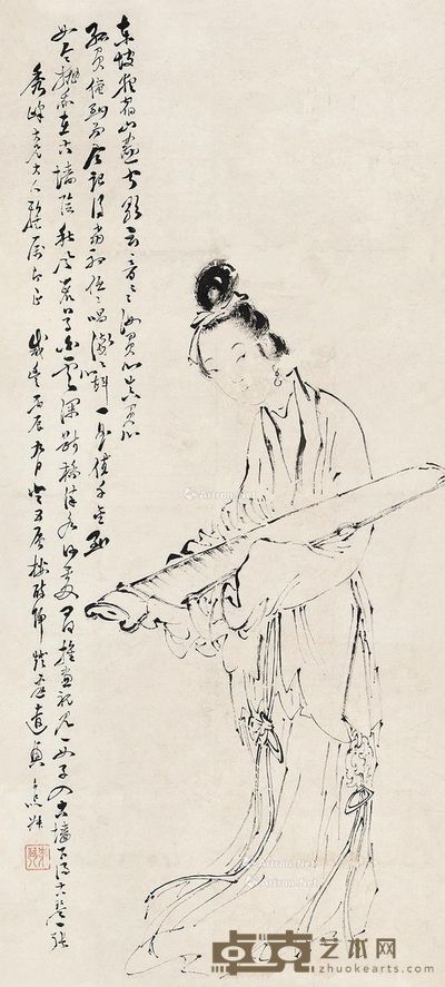 苏六朋 仕女 99×45cm
