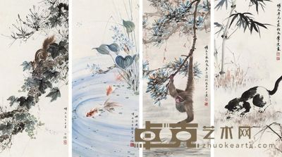 叶少秉 鲍少游 动物 84×37cm×4