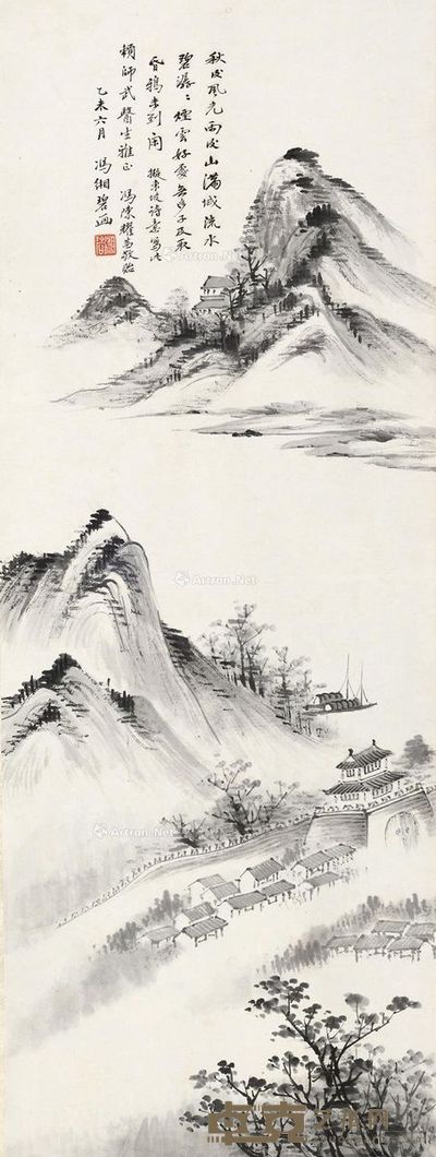 冯湘碧 山水 89×33cm
