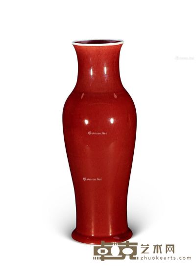 清18世纪 郎窑红釉观音瓶 高35.5cm