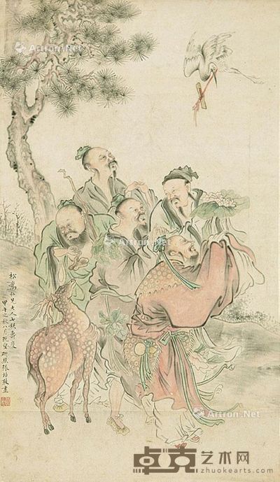 张培敦 群仙图 45×68cm