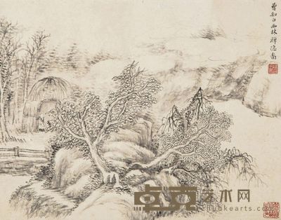 顾麟士 山水 27×34cm