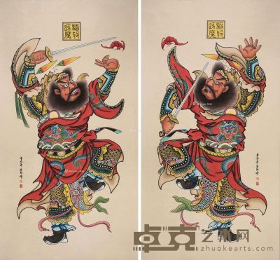 冯庆巨 门神 （一对） 97×180cm