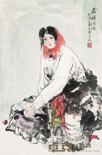 曹德兆 藏族姑娘 36×48cm