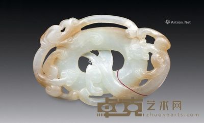 清 白玉双螭珮 7×4.8cm