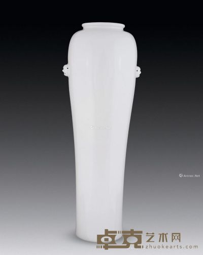 清早期 德化窑白釉狮耳筒瓶 高42.3cm