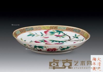 清光绪 粉彩福寿纹盘 直径18.2cm