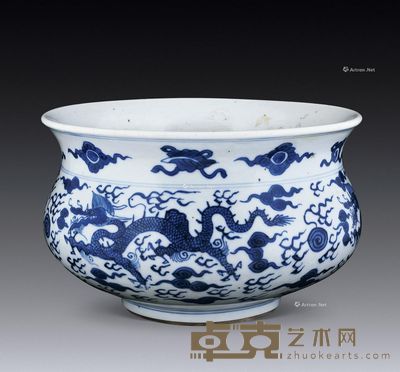 清 青花云龙纹炉 直径23cm