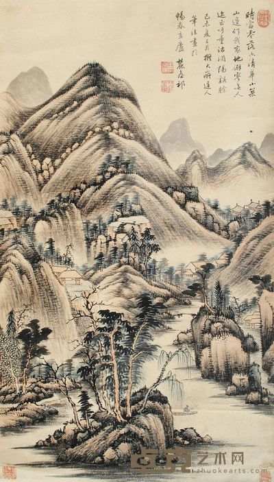 王原祁 山水 73×41cm