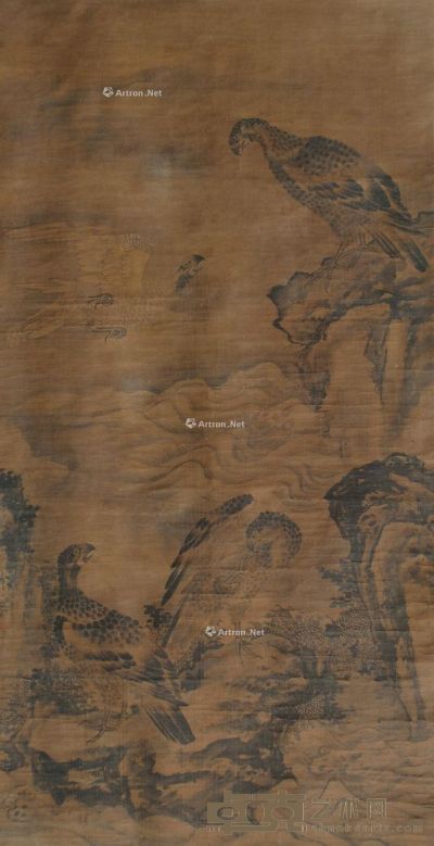 林良  鹰石图 166×84cm