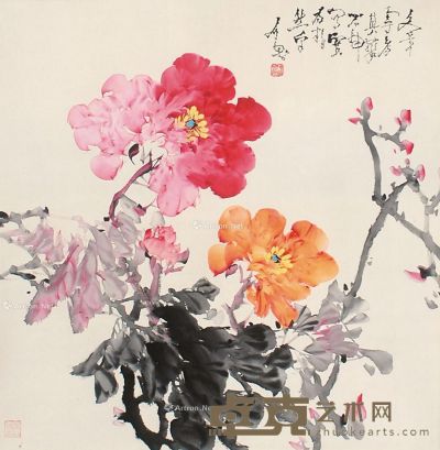 石鲁  花卉 68×67cm