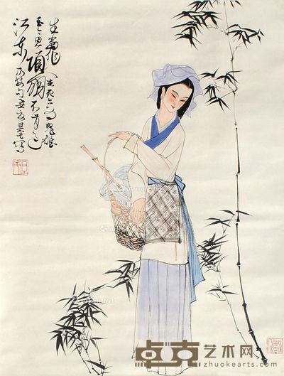 刘旦宅 仕女 56×43cm