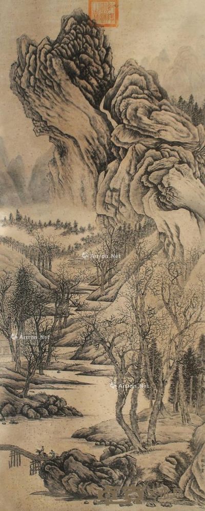 关仝  山水 136×53cm