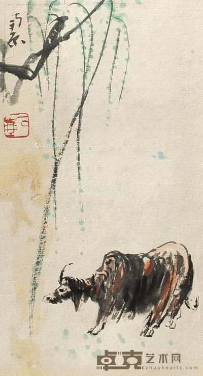 石壶 柳牛图 23×12cm