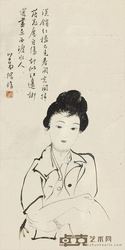 溥儒 仕女 65×32cm